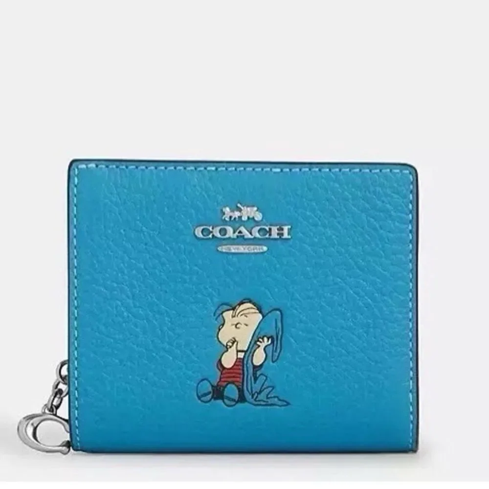 Coach X Peanuts Leather Snap Wallet With Linus Bag Purse - Picture 9 of 13